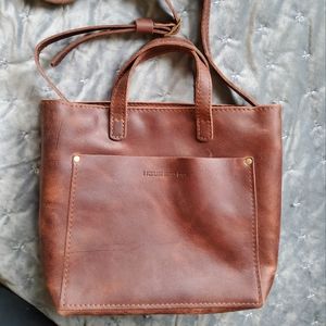Portland Leather Goods mini zip crossbody in unicorn color Lava